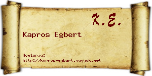 Kapros Egbert névjegykártya